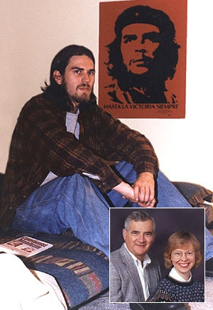 Radical Marxist Chad Briggs, whose parents (inset) are members of the bourgeois elite.
